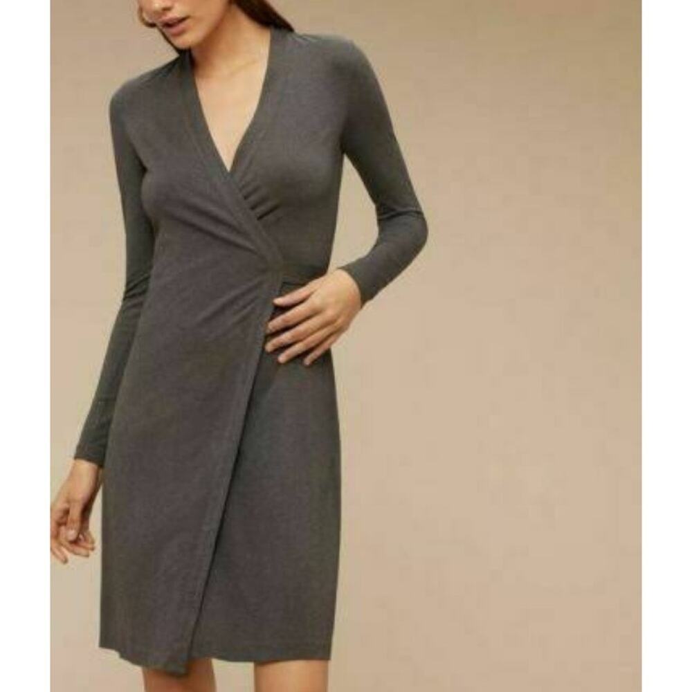Babaton‎ Aritzia Charcoal Grey Long Sleeve Wrap Dress Size S